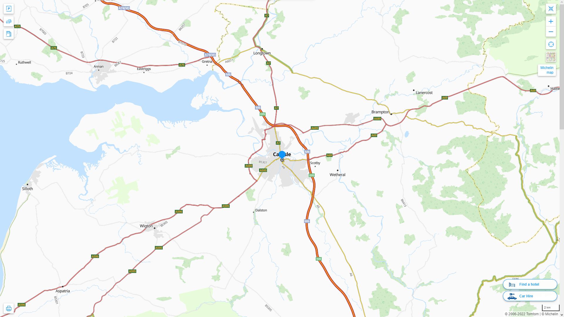 Carlisle Highway and Road Map